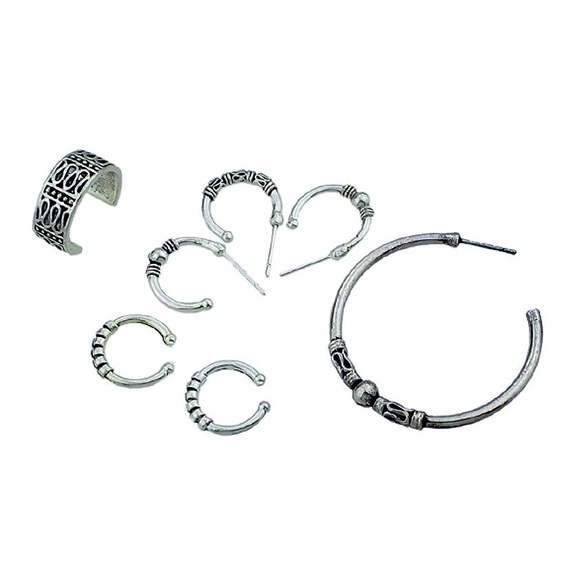 2/$20! 4 Boho 3/4 Hoop Earrings & 3 Ear Cuffs - Picture 2 of 8